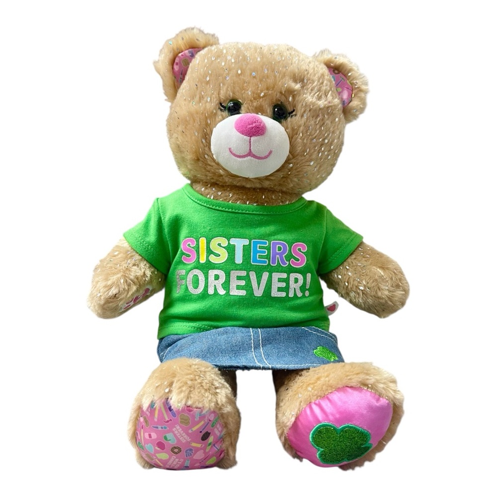 Build-A-Bear Girl Scouts Trefoil Sparkly 18” Plush with Outfit and Pink Accents